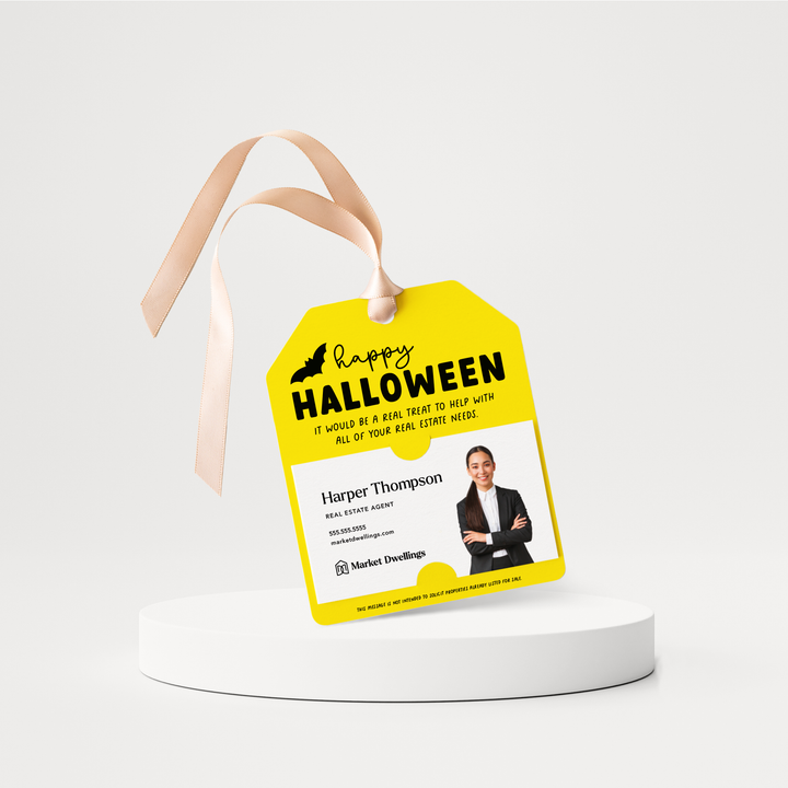 Happy Halloween | Real Estate Gift Tags | 140-GT001 Gift Tag Market Dwellings LEMON  