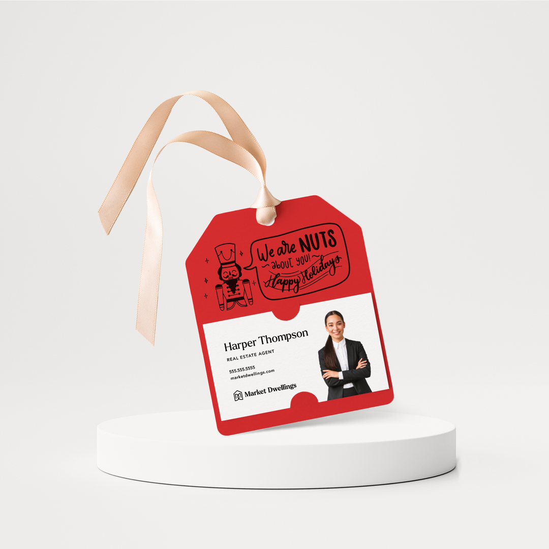 We are Nuts About You! Happy Holidays Pop By Gift Tags | 92-GT001 Gift Tag Market Dwellings SCARLET  