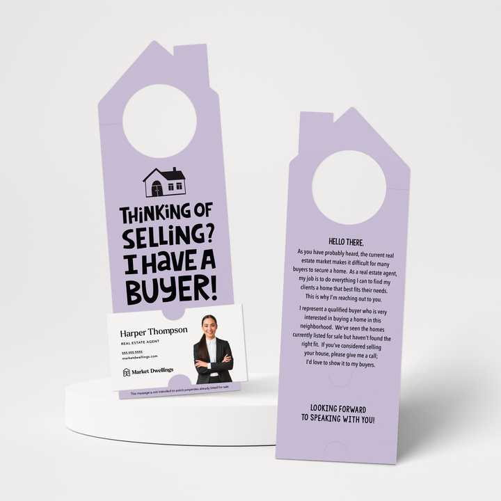 Thinking of Selling Your House? I Have a Buyer | Real Estate Door Hangers | 60-DH002 Door Hanger Market Dwellings LIGHT PURPLE  