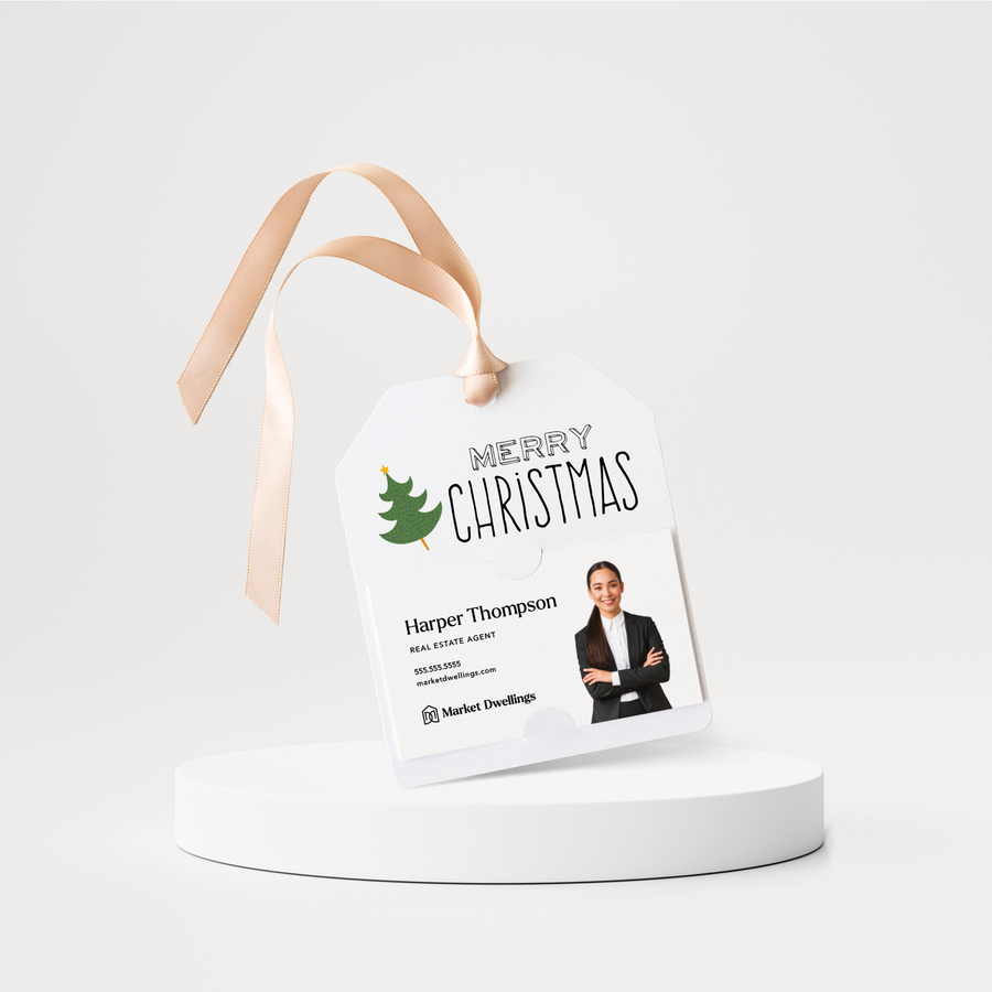 Merry Christmas with Christmas Tree Gift Tags | Happy Holidays | Pop By Gift Tags | 43-GT001 Gift Tag Market Dwellings   