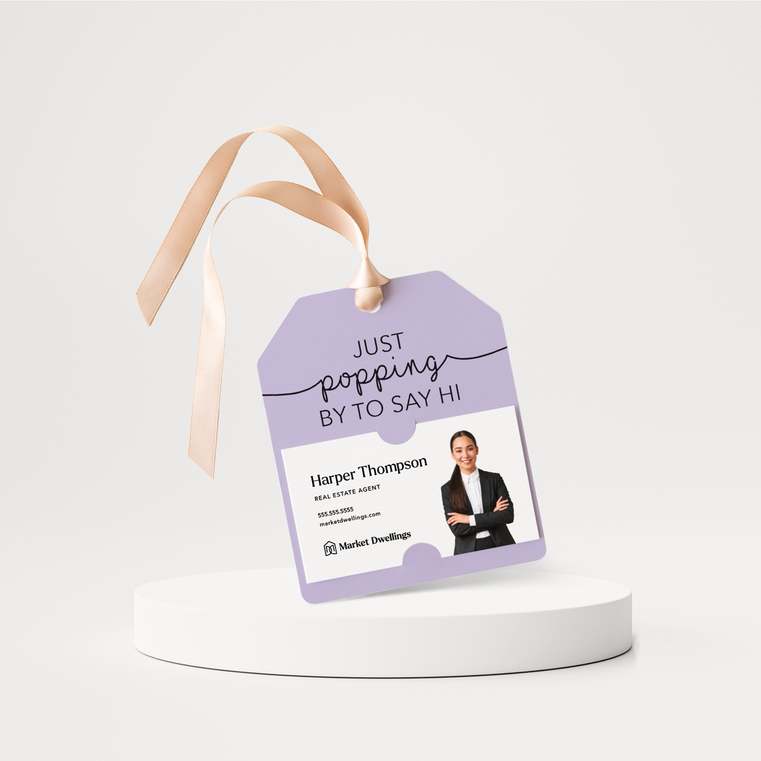 Just Popping By To Say Hi | Pop By Gift Tags | 22-GT001 Gift Tag Market Dwellings LIGHT PURPLE  