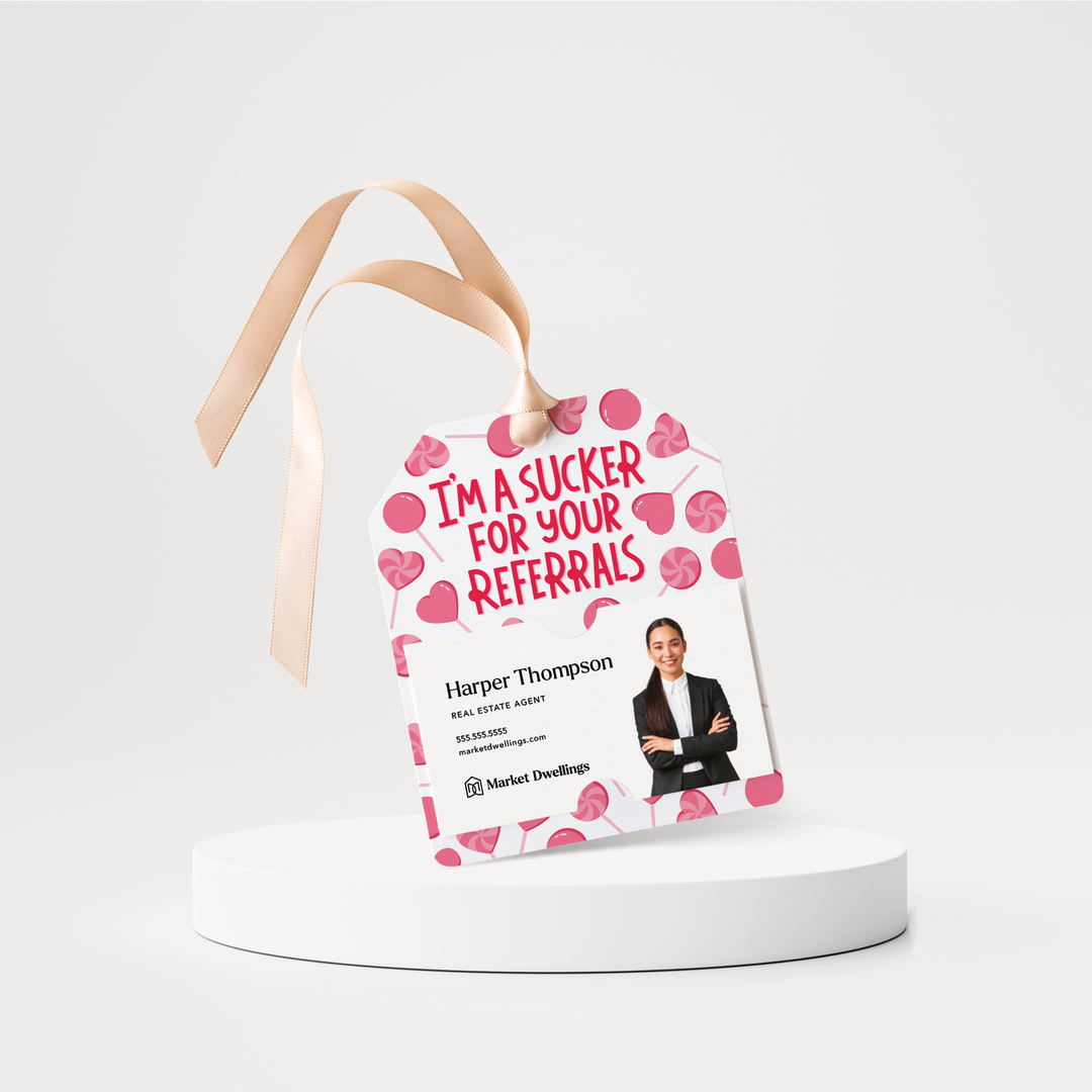 I'm A Sucker For Your Referrals | Valentine's Day Gift Tags | 163-GT001-AB Gift Tag Market Dwellings WHITE  