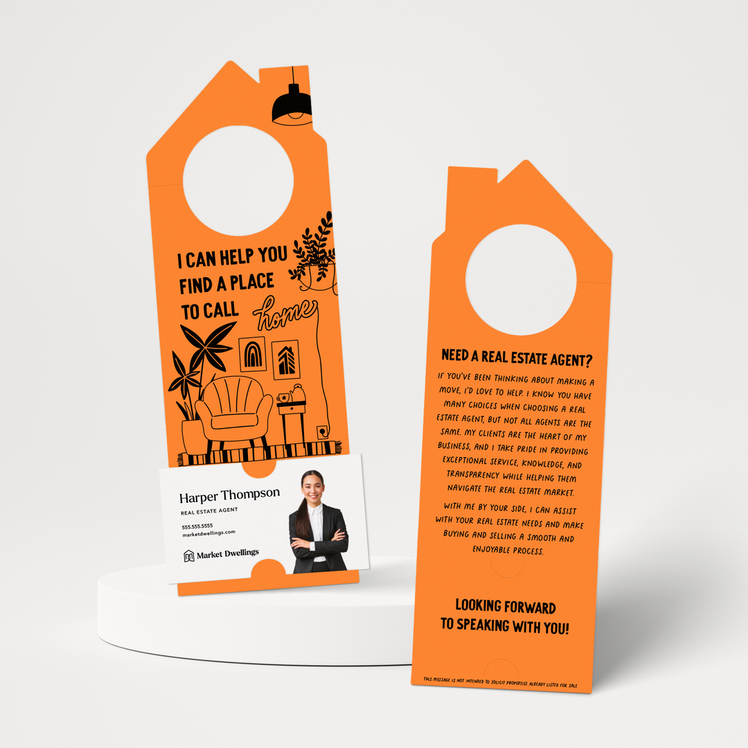 I Can Help You Find A Place To Call Home | Door Hangers | 263-DH002 Door Hanger Market Dwellings CARROT  