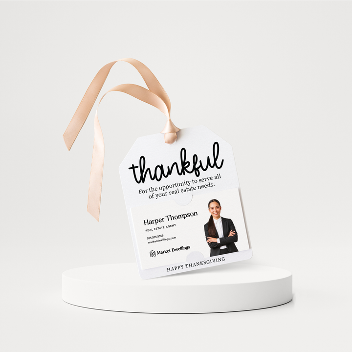 Thankful Real Estate | Happy Thanksgiving | Pop By Gift Tags | 35-GT001 Gift Tag Market Dwellings WHITE  