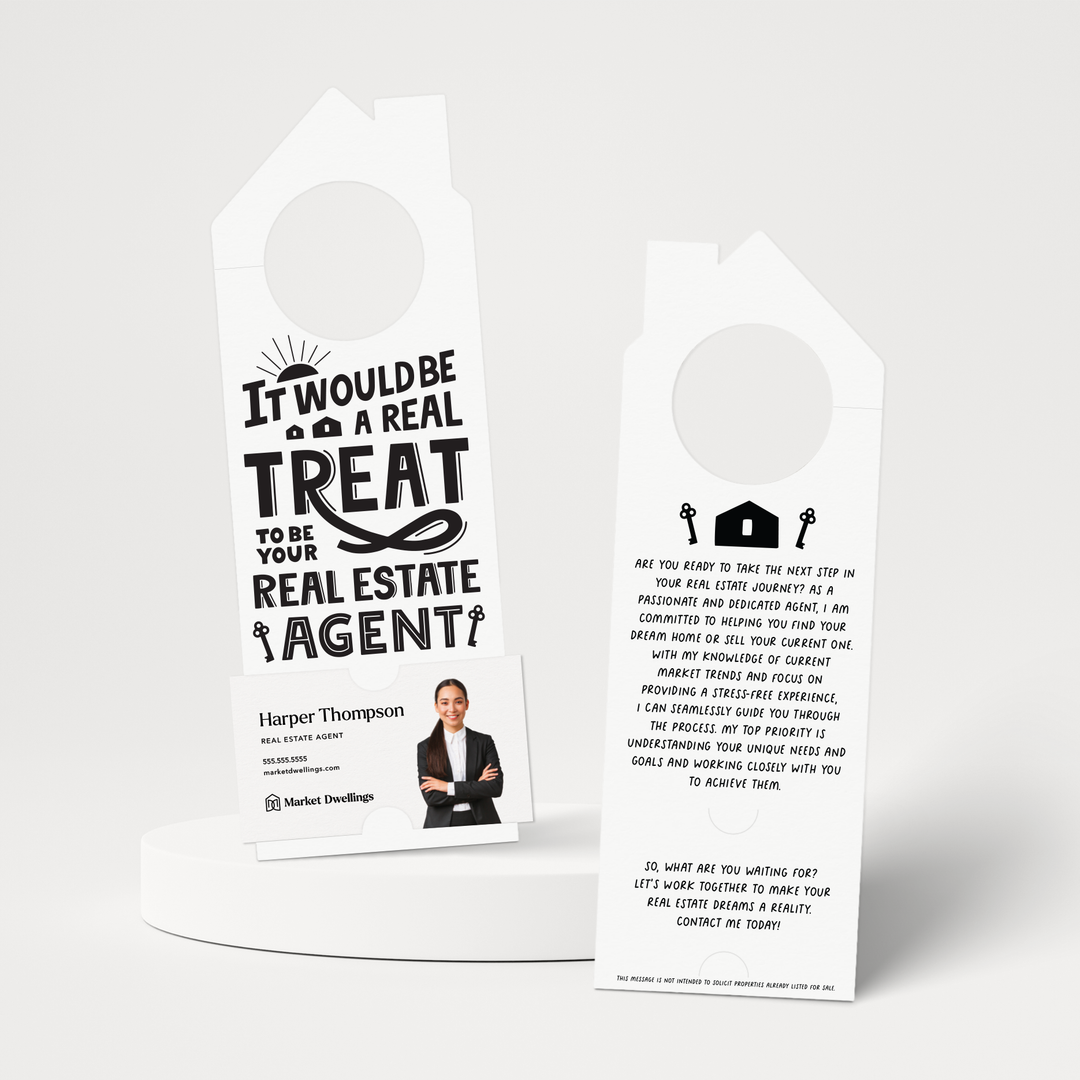 It Would Be A Real Treat To Be Your Real Estate Agent | Door Hangers | 165-DH002 Door Hanger Market Dwellings WHITE  