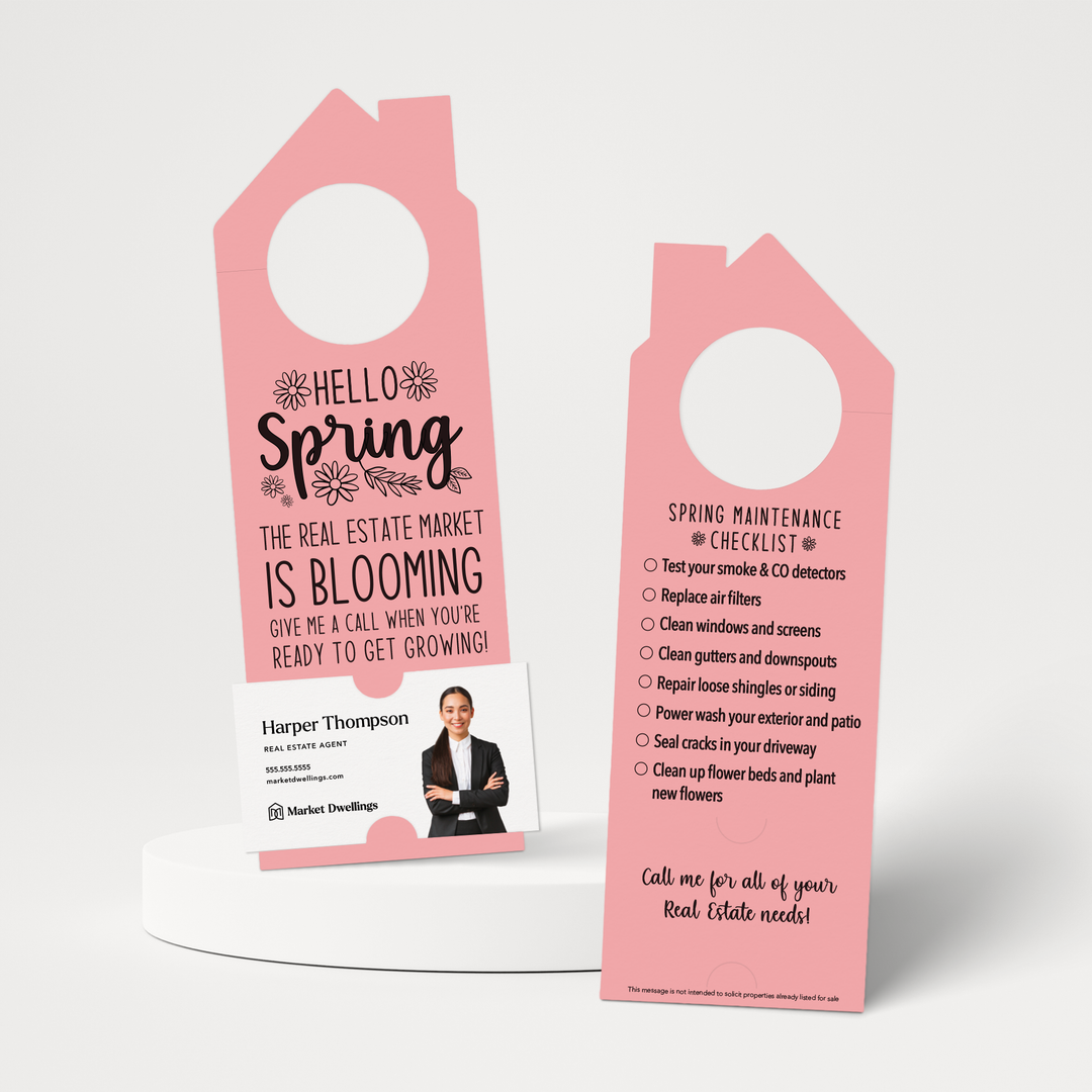 Hello Spring | Spring Checklist Real Estate Door Hanger | 21-DH002 Door Hanger Market Dwellings LIGHT PINK  