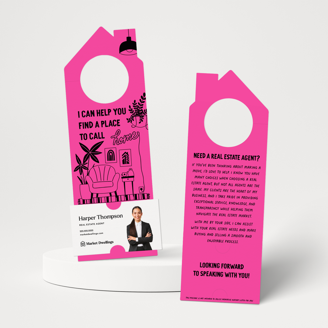 I Can Help You Find A Place To Call Home | Door Hangers | 263-DH002 Door Hanger Market Dwellings RAZZLE BERRY  