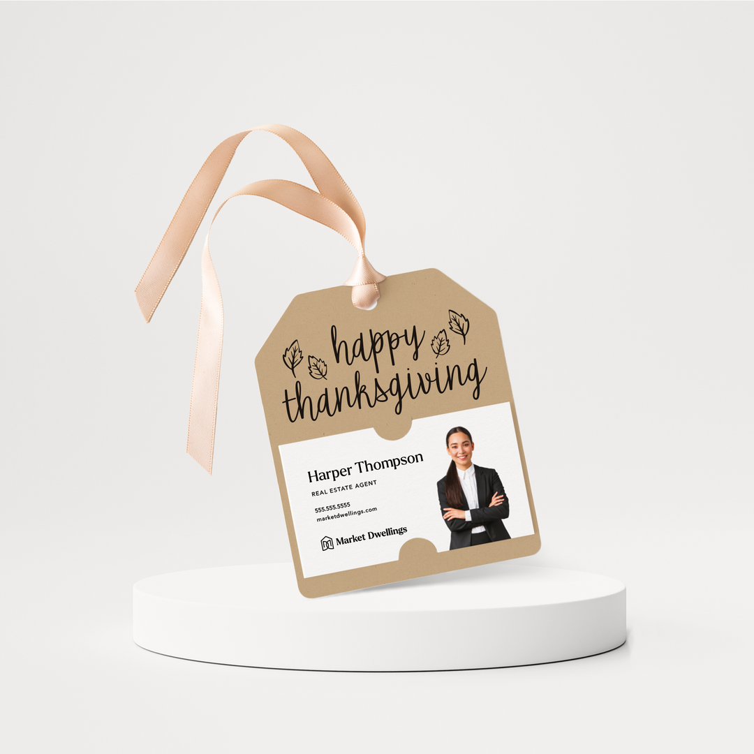 Happy Thanksgiving | Whimsical Pop By Gift Tags | 25-GT001 Gift Tag Market Dwellings KRAFT  