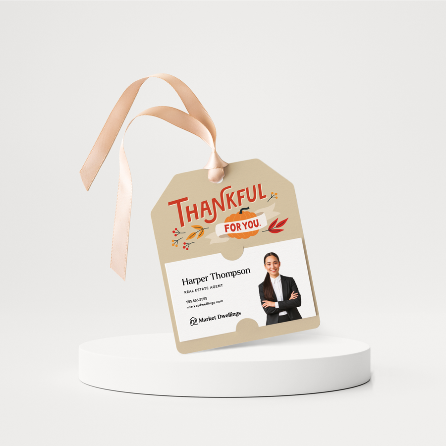 Thankful for you | Fall Thanksgiving Gift Tags | 146-GT001-AB Gift Tag Market Dwellings BEIGE  