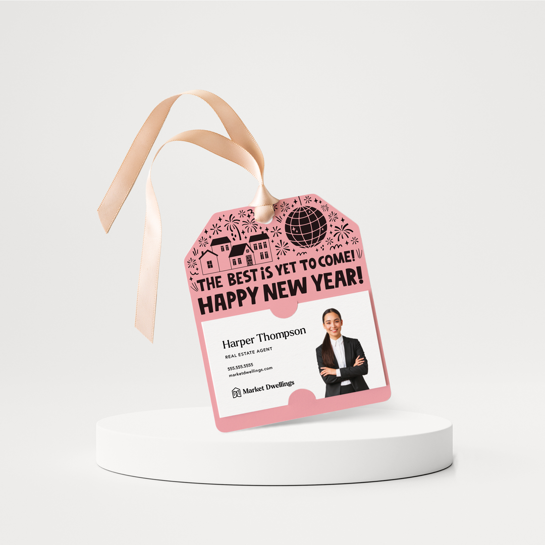 The Best Is Yet To Come! Happy New Year! | New Year Gift Tags | 158-GT001 Gift Tag Market Dwellings LIGHT PINK  