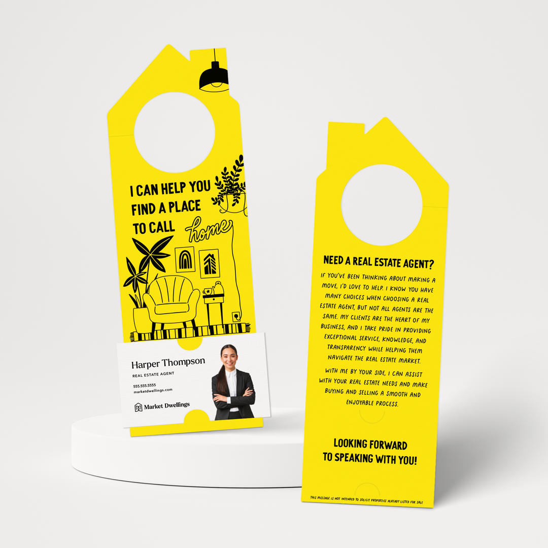 I Can Help You Find A Place To Call Home | Door Hangers | 263-DH002 Door Hanger Market Dwellings LEMON  