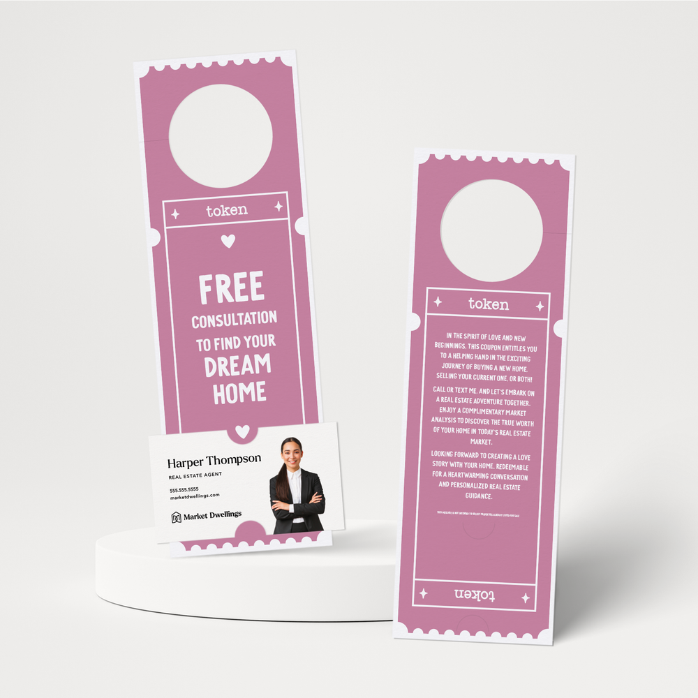 Free Consultation To Find Your Dream Home | Valentine's Day Door Hangers Door Hanger Market Dwellings PURPLE