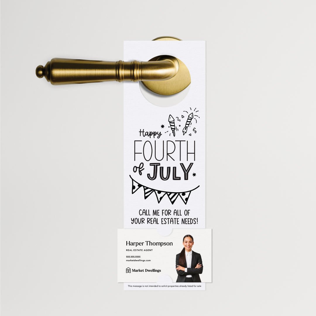 Happy Fourth of July | Real Estate Door Hangers | 17-DH001 Door Hanger Market Dwellings WHITE  