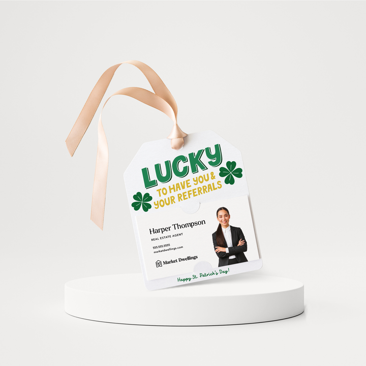 Lucky To Have You & Your Referrals | St. Patrick's Day Gift Tags | 172-GT001-AB Gift Tag Market Dwellings WHITE  