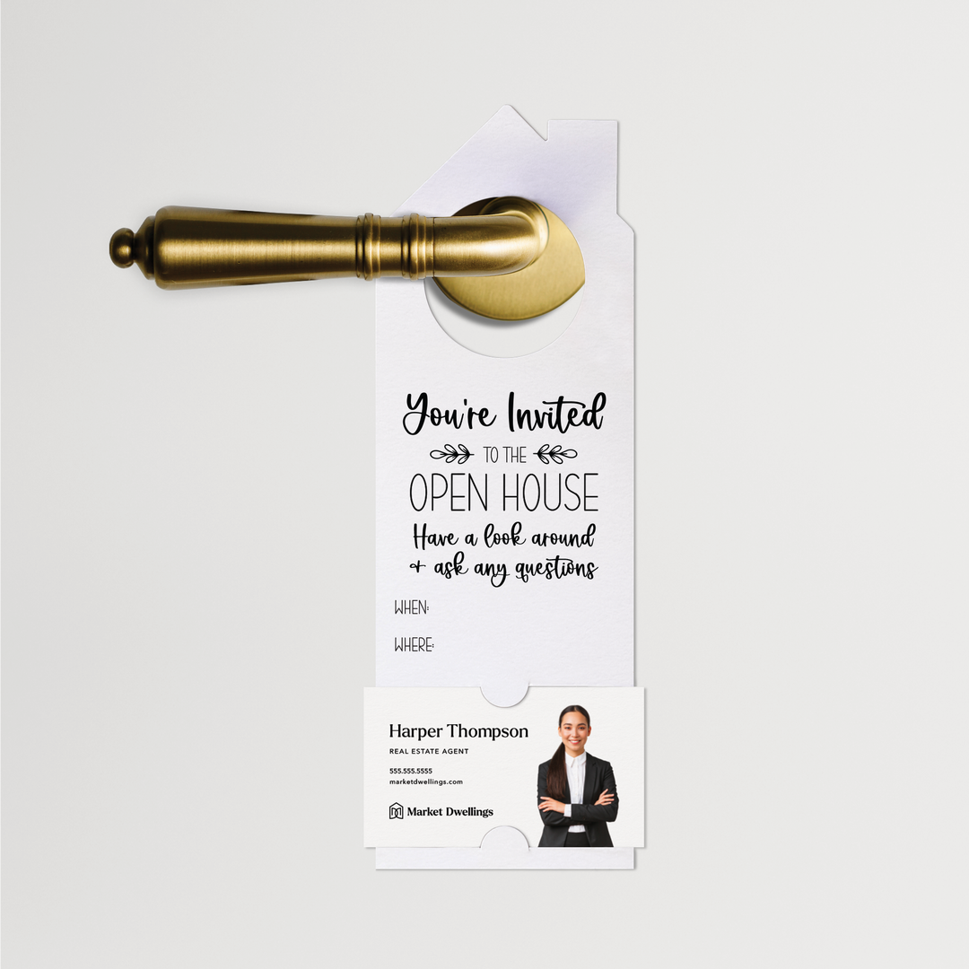 You're invited to the Open House | Door Hangers | 24-DH002 Door Hanger Market Dwellings WHITE  