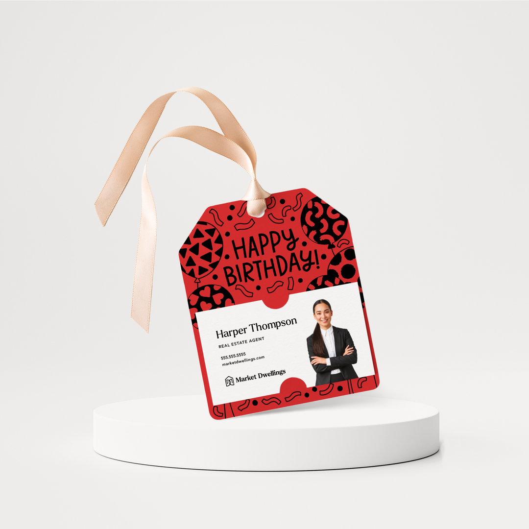 Happy Birthday! | Gift Tags | 190-GT001 Gift Tag Market Dwellings SCARLET  