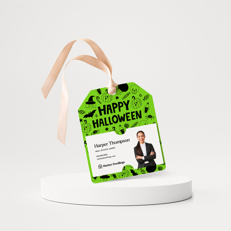 Happy Halloween | Halloween Gift Tags | 136-GT001 Gift Tag Market Dwellings GREEN APPLE  