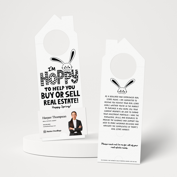 I'm Hoppy To Help You Buy Or Sell Real Estate!  | Spring Easter Door Hangers | 161-DH002 Door Hanger Market Dwellings WHITE  