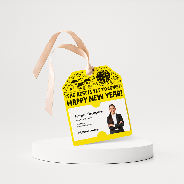 The Best Is Yet To Come! Happy New Year! | New Year Gift Tags | 158-GT001 Gift Tag Market Dwellings LEMON  