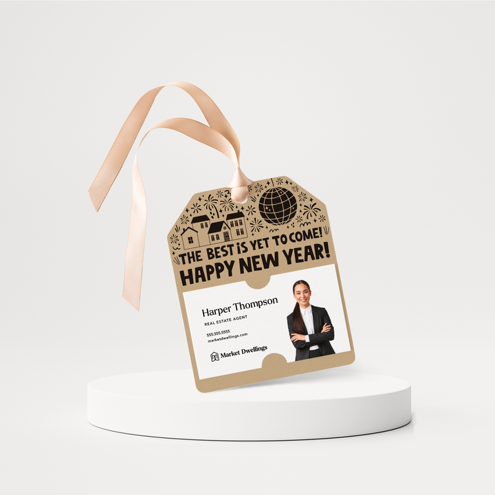 The Best Is Yet To Come! Happy New Year! | New Year Gift Tags | 158-GT001 Gift Tag Market Dwellings KRAFT  