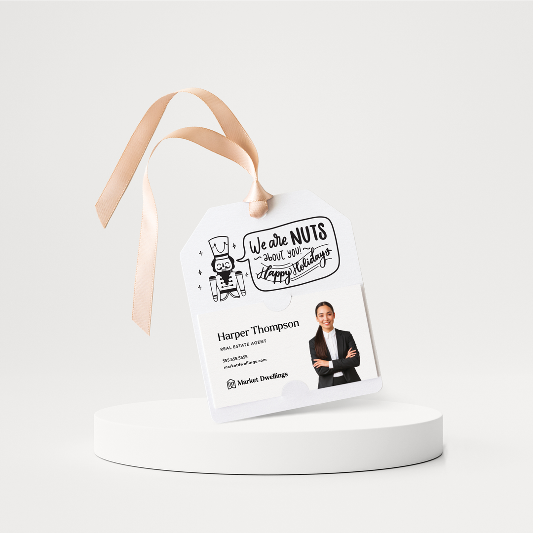 We are Nuts About You! Happy Holidays Pop By Gift Tags | 92-GT001 Gift Tag Market Dwellings WHITE  