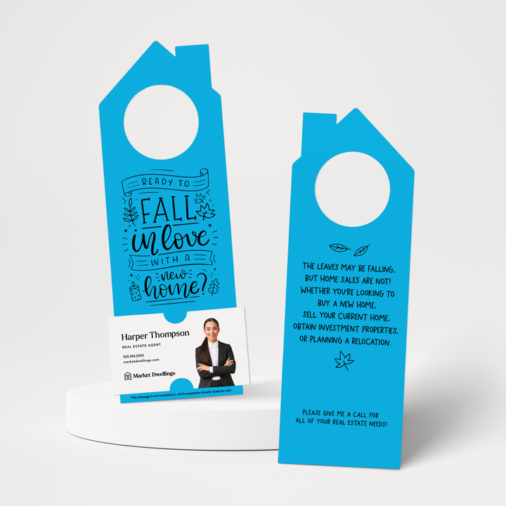 Ready to FALL in Love with a New Home | Real Estate Door Hangers | 40-DH002 Door Hanger Market Dwellings ARCTIC  