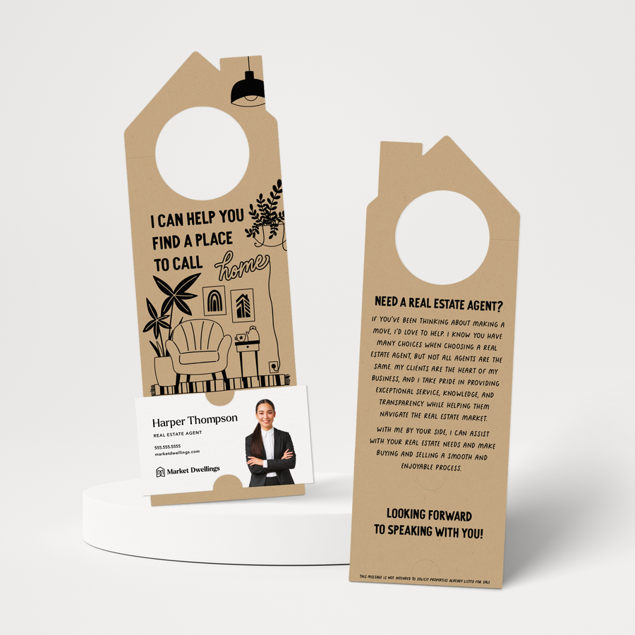 I Can Help You Find A Place To Call Home | Door Hangers | 263-DH002 Door Hanger Market Dwellings KRAFT  
