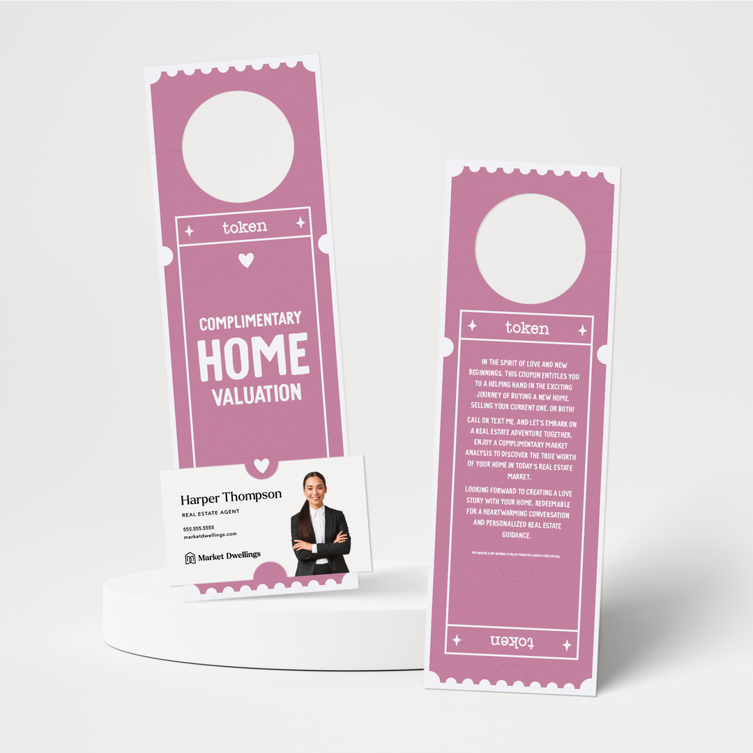 Complimentary Home Valuation Token | Valentine's Day Door Hangers | 25-DH001-AB Door Hanger Market Dwellings PURPLE  