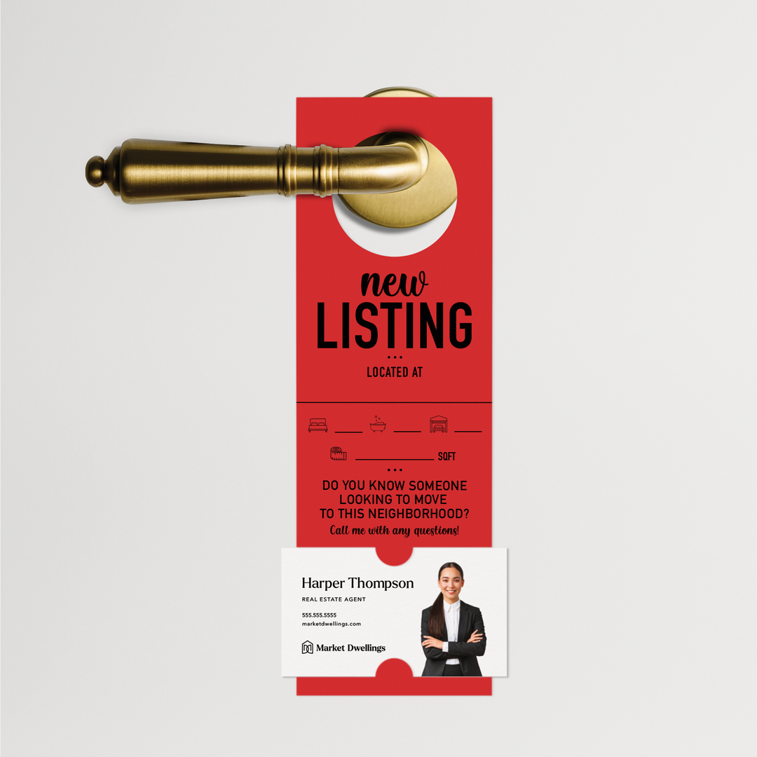 "New Listing" | Door Hanger | 13-DH001 Door Hanger Market Dwellings SCARLET  