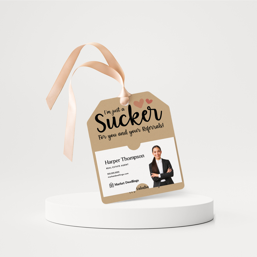 I'm Just a Sucker for You and Your Referrals Gift Tags | Happy Valentine's Day | V3-GT001 Gift Tag Market Dwellings KRAFT  