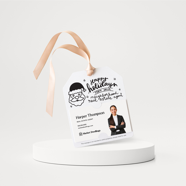 Happy Holidays From Your Neighborhood Real Estate Agent Pop By Gift Tags | 95-GT001 Gift Tag Market Dwellings WHITE  