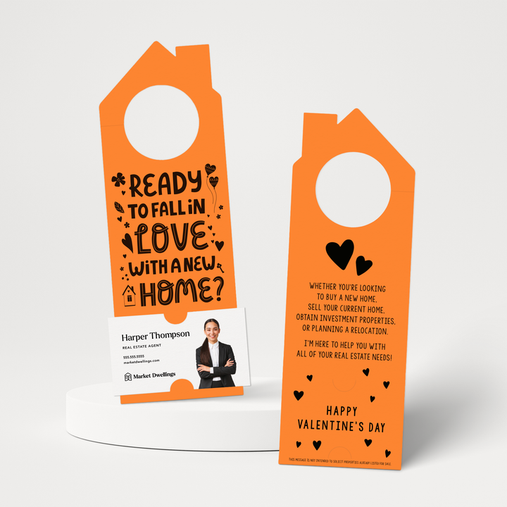 Ready to Fall in Love with a New Home? | Valentine's Day Door Hangers | V2-DH002 Door Hanger Market Dwellings CARROT  