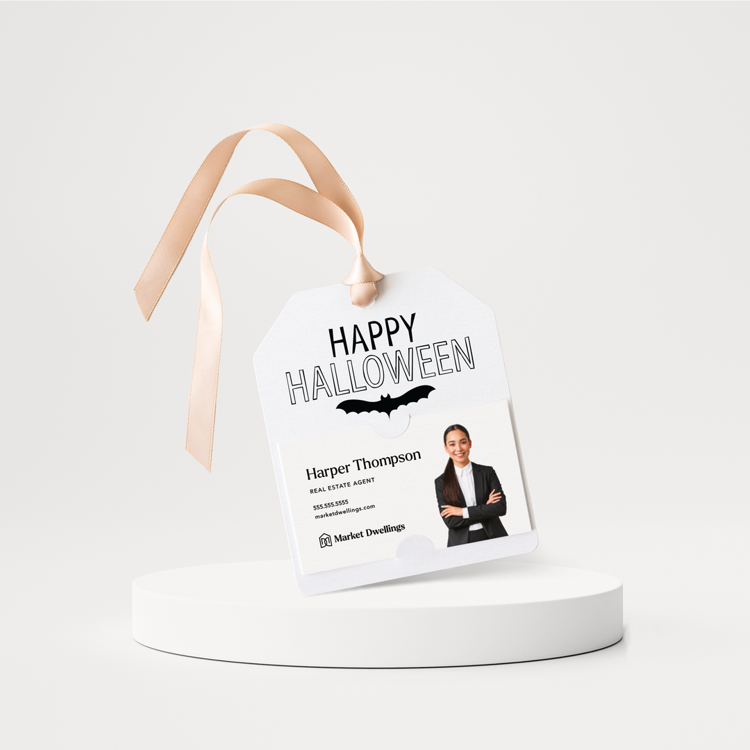 Happy Halloween | Halloween Pop By Gift Tags | 33-GT001 Gift Tag Market Dwellings WHITE  