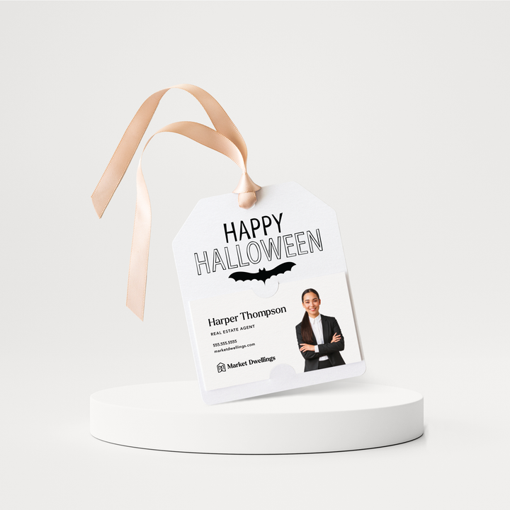 Happy Halloween | Halloween Pop By Gift Tags | 33-GT001 Gift Tag Market Dwellings WHITE  