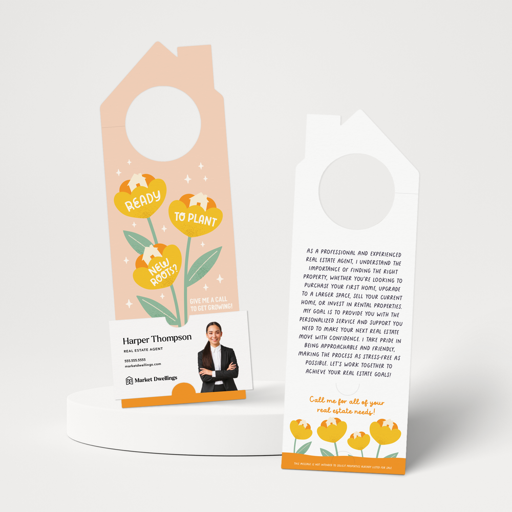 Ready To Plant New Roots? | Spring Door Hangers | 168-DH002-AB Door Hanger Market Dwellings BUTTERSCOTCH  
