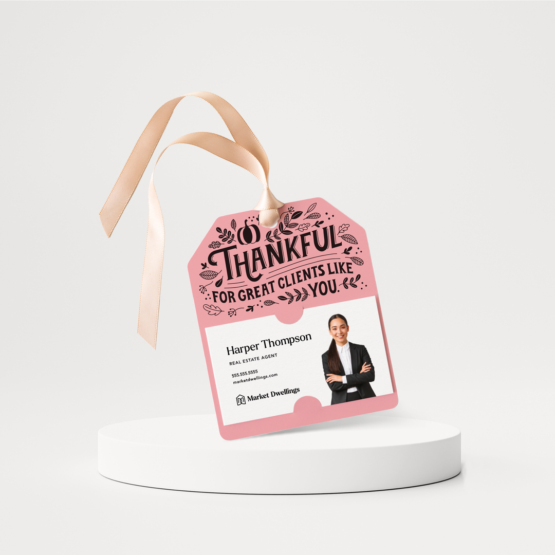 Thankful For Great Clients Like You | Thanksgiving Fall Gift Tags | 145-GT001 Gift Tag Market Dwellings LIGHT PINK  