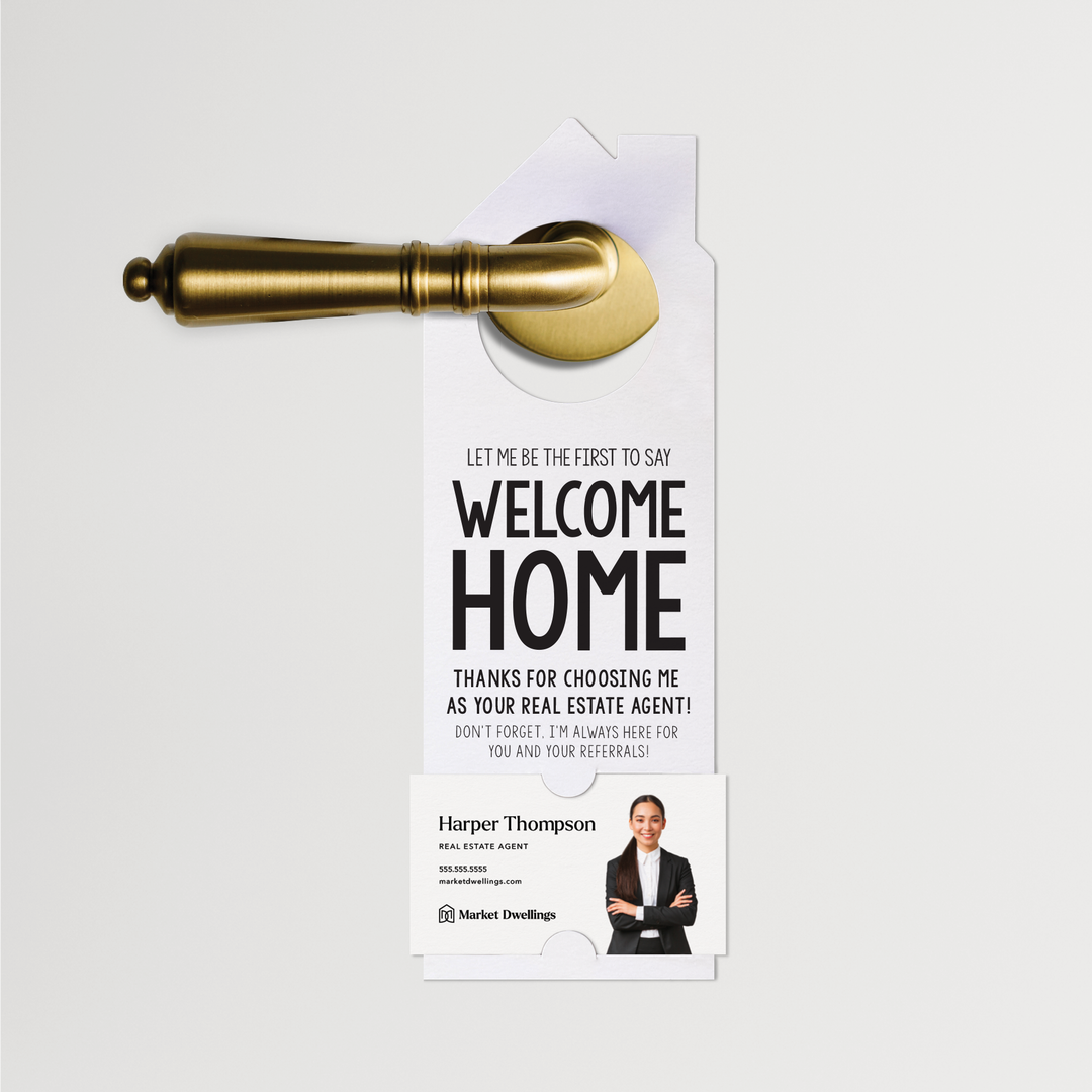 Welcome Home | Real Estate Door Hangers | 14-DH002 Door Hanger Market Dwellings WHITE  