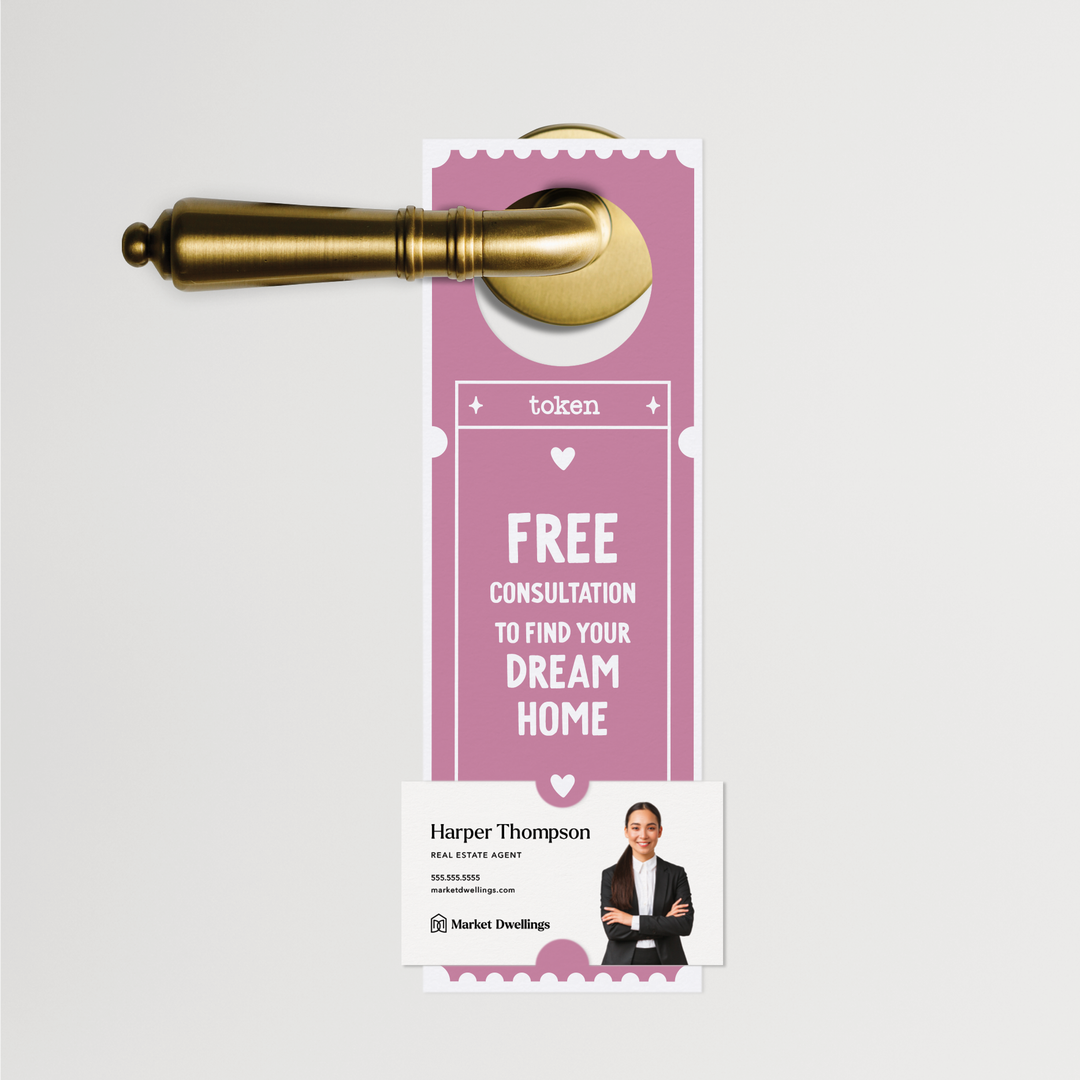 Free Consultation To Find Your Dream Home | Valentine's Day Door Hangers | 26-DH001-AB Door Hanger Market Dwellings   