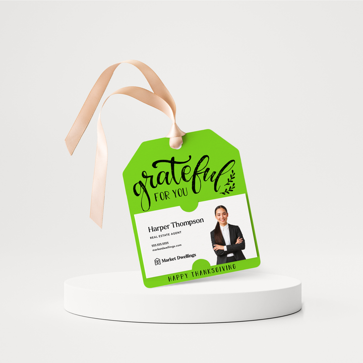 So Grateful For You | Happy Thanksgiving | Pop By Gift Tags | 7-GT001 Gift Tag Market Dwellings GREEN APPLE  