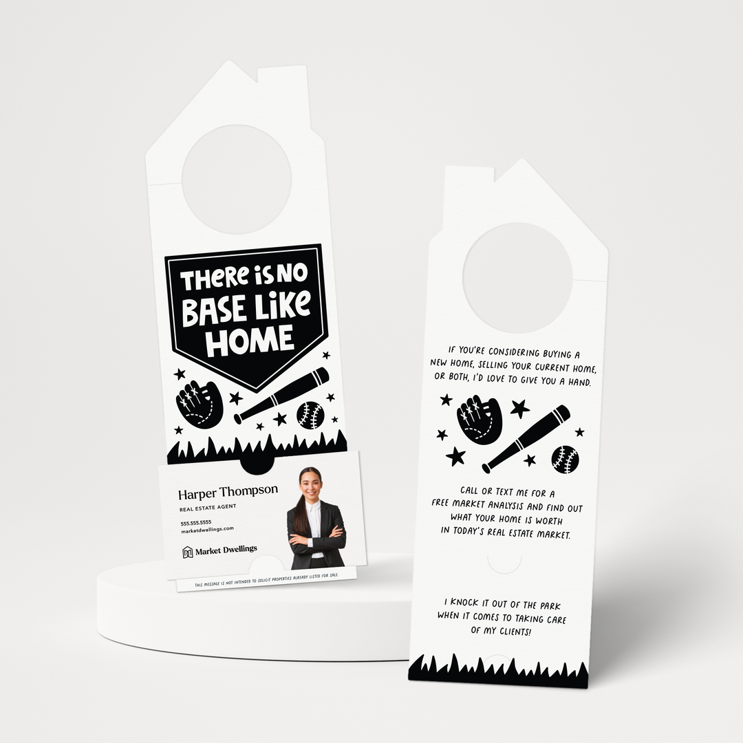There Is No Base Like Home Door Hangers | Real Estate Baseball | 83-DH002 Door Hanger Market Dwellings WHITE  