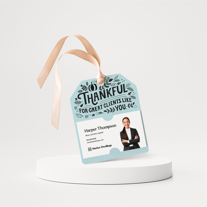 Thankful For Great Clients Like You | Thanksgiving Fall Gift Tags | 145-GT001 Gift Tag Market Dwellings LIGHT BLUE  