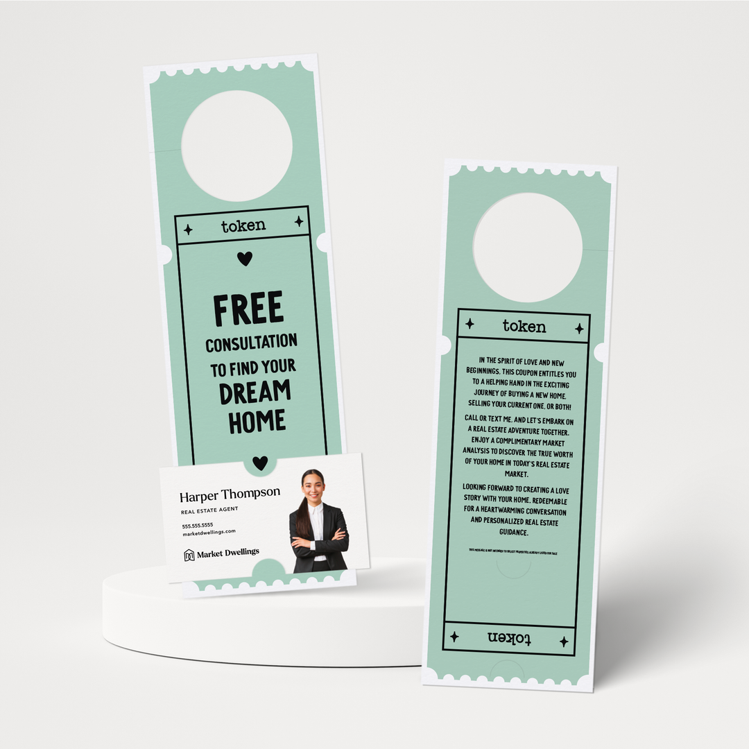 Free Consultation To Find Your Dream Home | Valentine's Day Door Hangers | 26-DH001-AB Door Hanger Market Dwellings JADE  