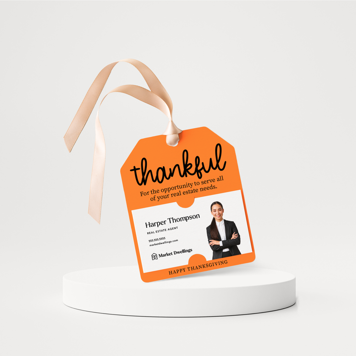 Thankful Real Estate | Happy Thanksgiving | Pop By Gift Tags | 35-GT001 Gift Tag Market Dwellings CARROT  
