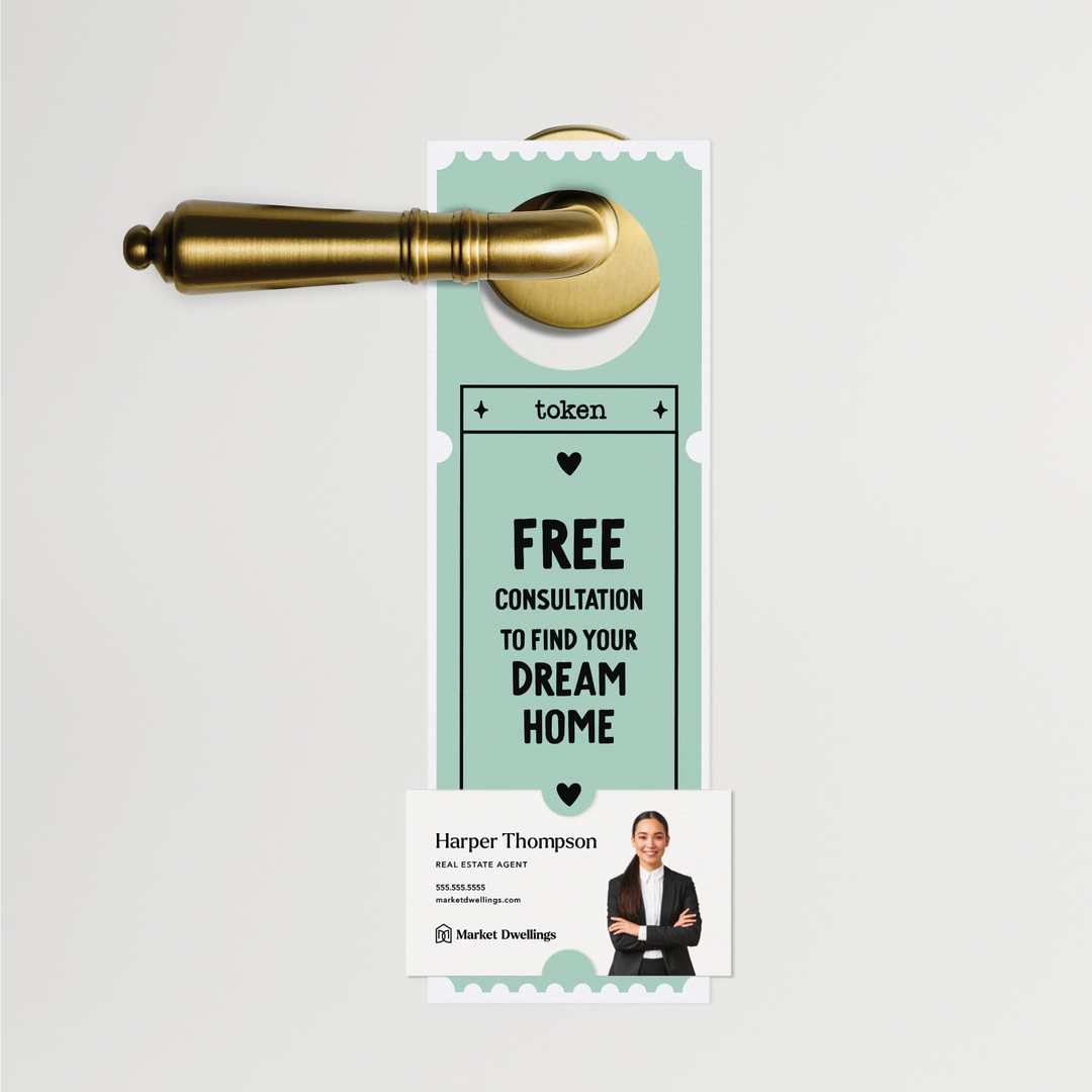 Free Consultation To Find Your Dream Home | Valentine's Day Door Hangers | 26-DH001-AB Door Hanger Market Dwellings   