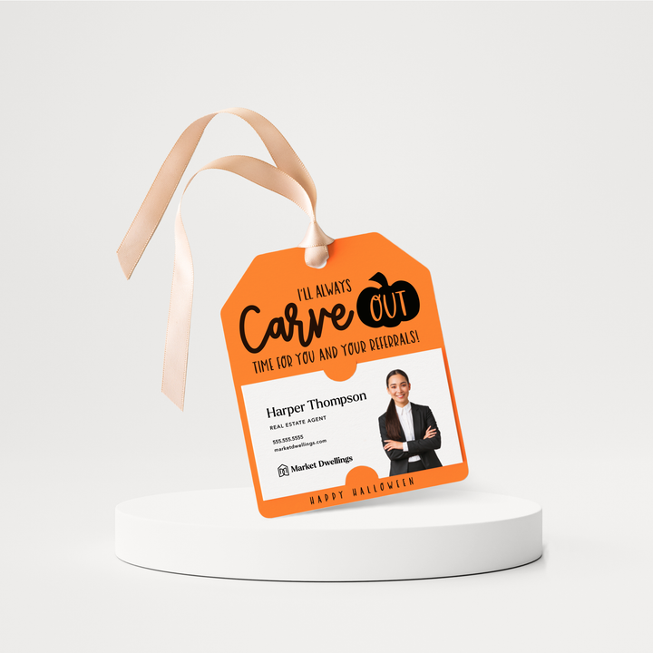 I'll Always Carve Out Time for You and Your Referrals | Halloween Pop By Gift Tags | 72-GT001 Gift Tag Market Dwellings CARROT  