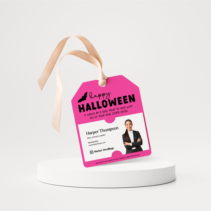 Happy Halloween | Real Estate Gift Tags | 140-GT001 Gift Tag Market Dwellings RAZZLE BERRY  