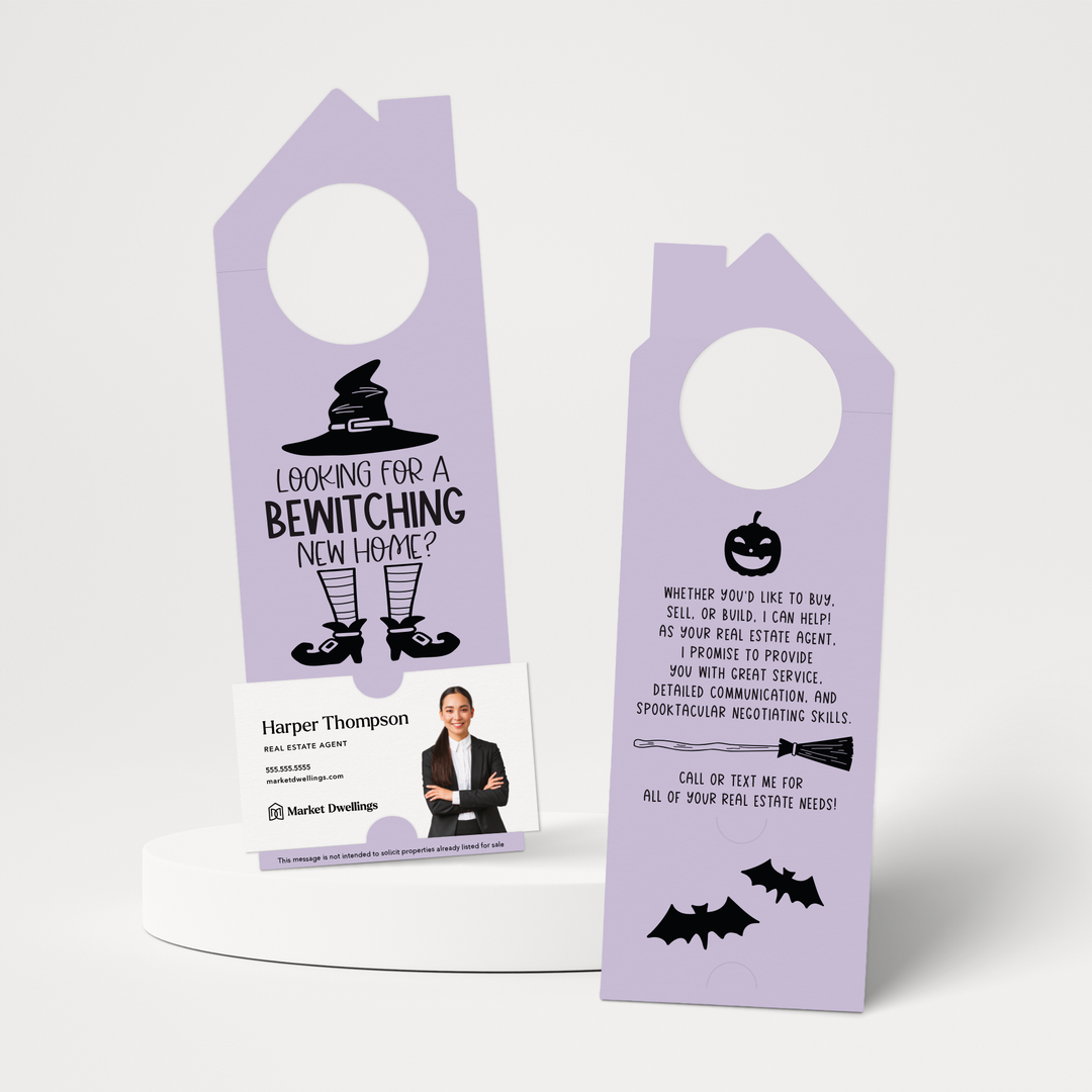 Looking For A Bewitching New Home? | Halloween Door Hangers | 48-DH002 Door Hanger Market Dwellings LIGHT PURPLE  