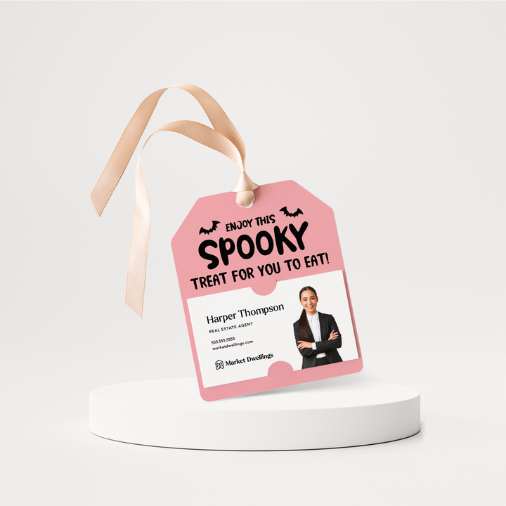 Enjoy This Spooky Treat For You To Eat | Halloween Pop By Gift Tags | 29-GT001 Gift Tag Market Dwellings LIGHT PINK  