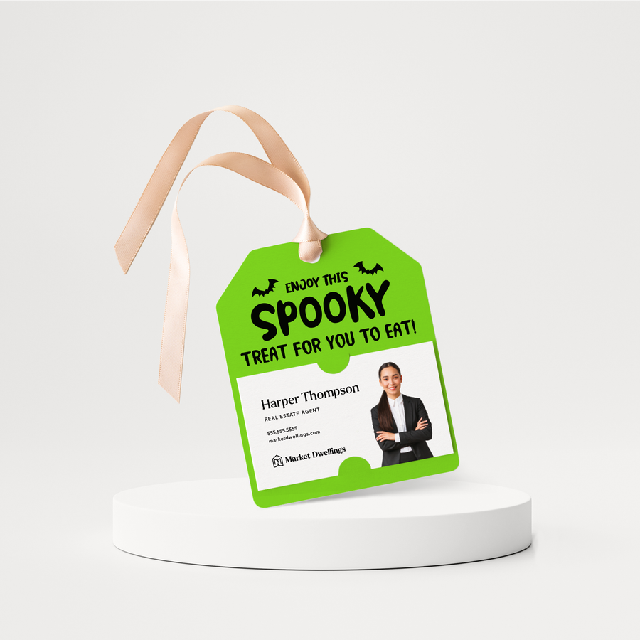 Enjoy This Spooky Treat For You To Eat | Halloween Pop By Gift Tags | 29-GT001 Gift Tag Market Dwellings GREEN APPLE  