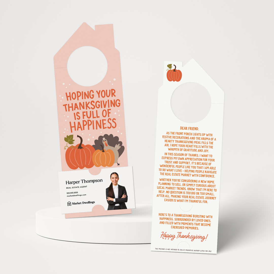 Hoping Your Thanksgiving is Full of Happiness | Thanksgiving Door Hangers | 304-DH002 Door Hanger Market Dwellings   